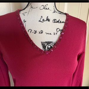 Jones New York Sport Wine 3/4 sleeve top